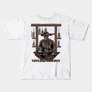 Vintage Skull Cowboy #4 Kids T-Shirt
